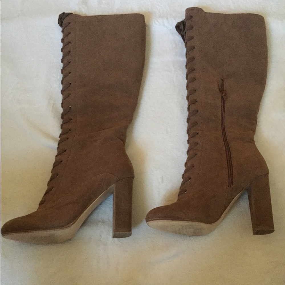 Knee high seude heels